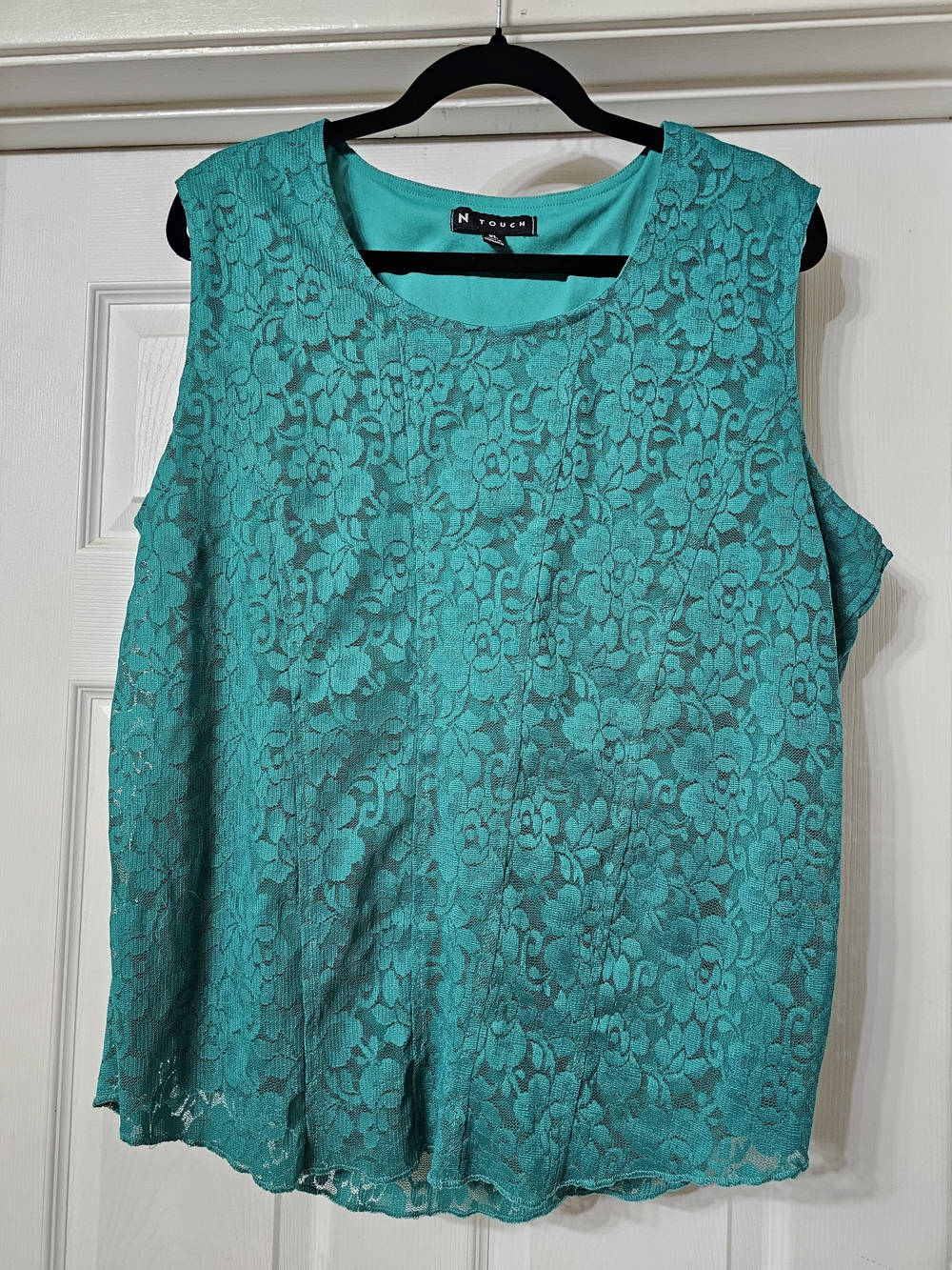 N Touch Teal Floral Lace Camisole
